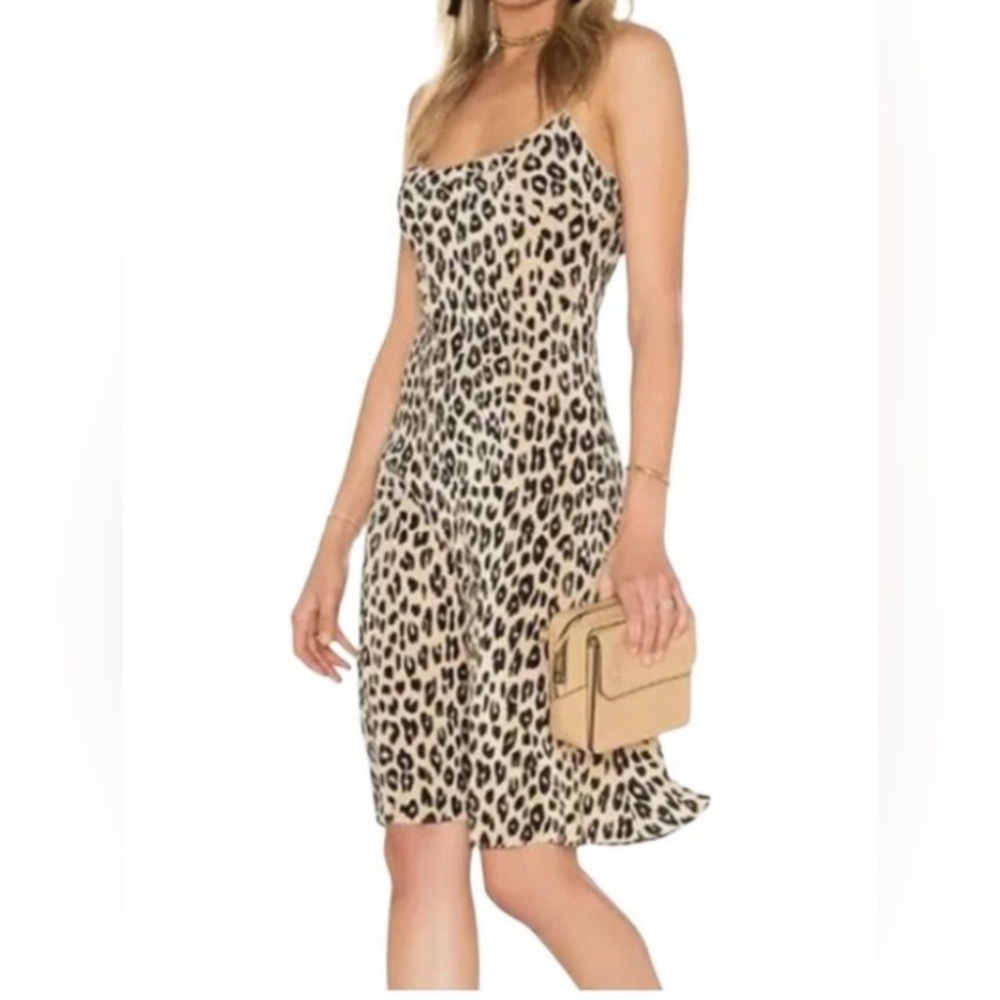 Equipment Tan and Black Animal Print Dress